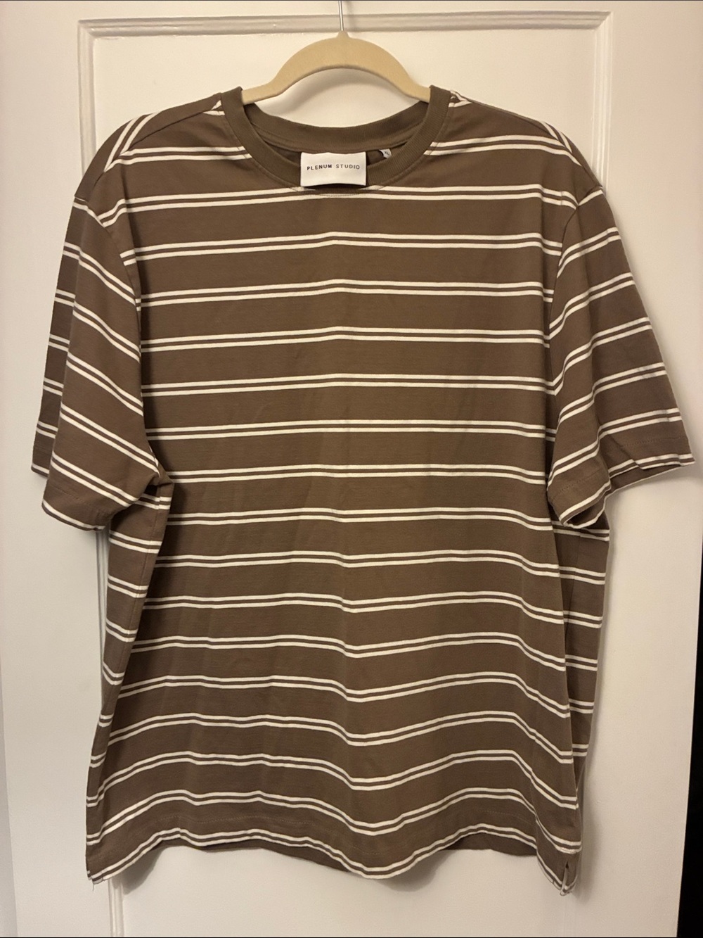 Brown & White Striped Short Sleeve Tee
